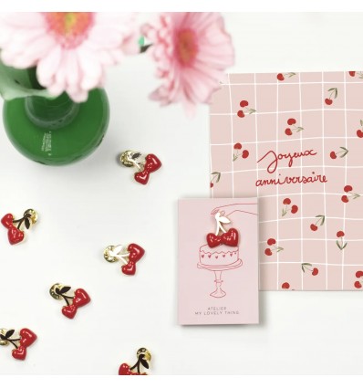 Pin's cerises coeurs - My Lovely Thing