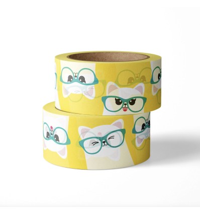 Masking tape Chat à lunettes - Studio Inktvis