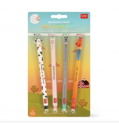 Set de 4 Stylos à encre effaçable Ferme - Legami