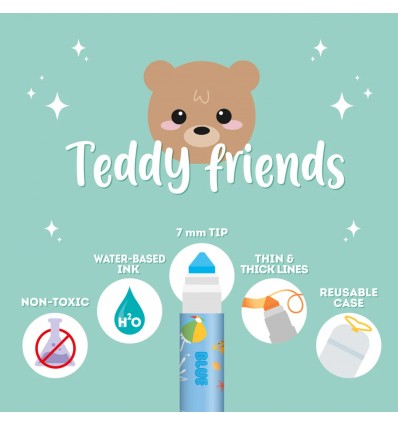 12 gros feutres Teddy Friends - Legami