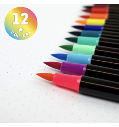 12 feutres pinceaux Bright Colours - Legami