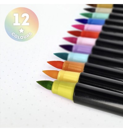 12 feutres pinceaux Pastel Colours - Legami