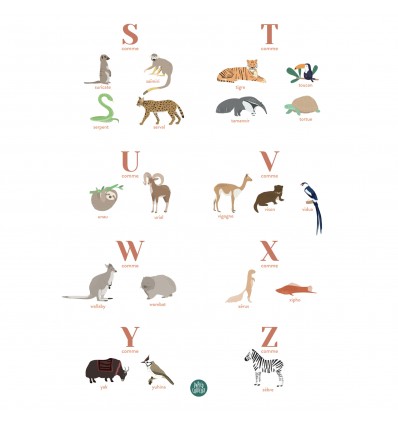 Affiche prénom personnalisée animaux - Papier Curieux
