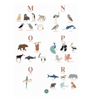 Affiche prénom personnalisée animaux - Papier Curieux