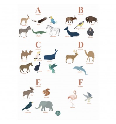 Affiche prénom personnalisée animaux - Papier Curieux