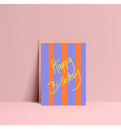 Carte Happy Birthday à rayures - Ute Arnold
