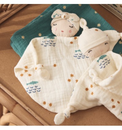 Doudou plat ma bonne étoile coton