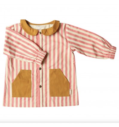 Tablier rayé rose et blanc pour enfant 5-6 ans