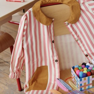 Tablier rayé rose et blanc pour enfant 5-6 ans 2