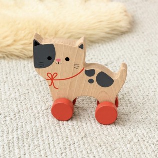 Chat en bois à roulettes - Rex