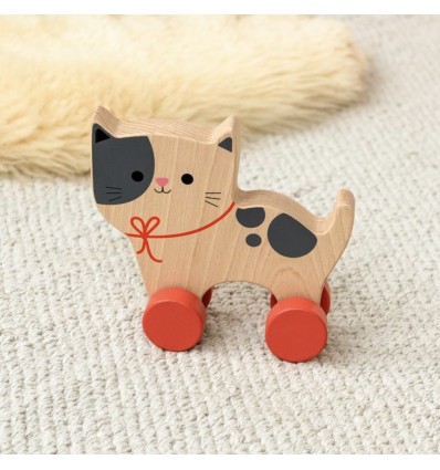 Chat en bois à roulettes - Rex