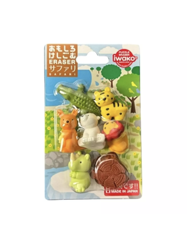 Set de 7 Gommes japonaises Safari Iwako