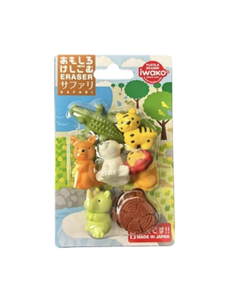 Set de 7 Gommes japonaises Safari Iwako