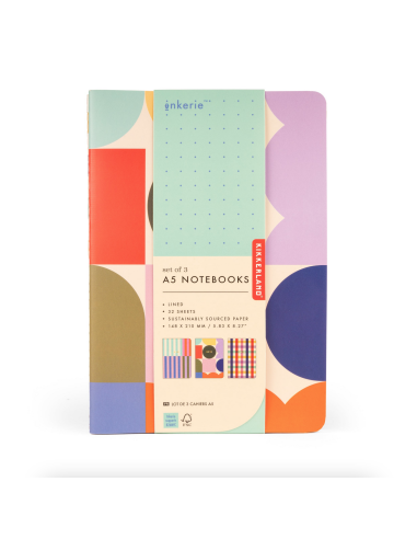 Set de 3 carnets géométriques - Kikkerland