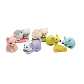 Set de 7 Gommes japonaises Chat et souris Iwako