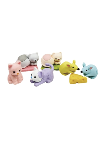 Set de 7 Gommes japonaises Chat et souris Iwako