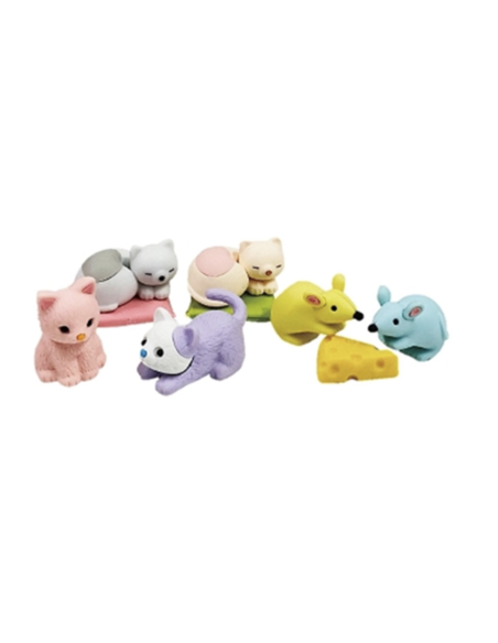 Set de 7 Gommes japonaises Chat et souris Iwako