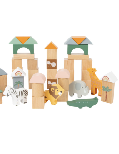 50 blocs de construction en bois Safari - Small...