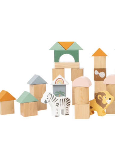 50 blocs de construction en bois Safari - Small...