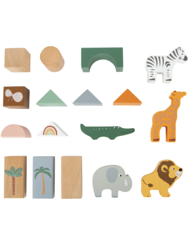50 blocs de construction en bois Safari - Small...