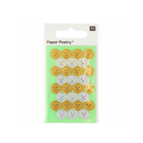 Stickers ronds emojis dorés et argentés - Rico Design