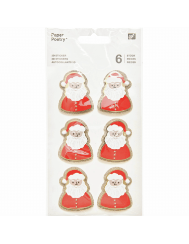 6 autocollants 3D Père Noël - Rico Design