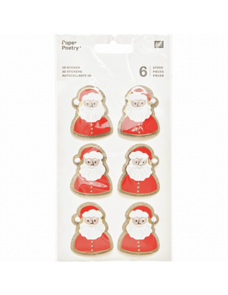 6 autocollants 3D Père Noël - Rico Design