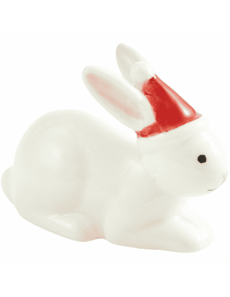 Lapin céramique & son bonnet de Noël - Rico Design