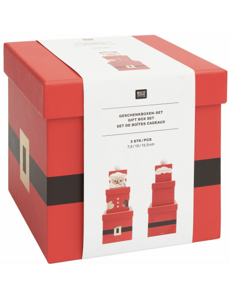 Set de 3 boîtes cadeaux Père Noël - Rico Design
