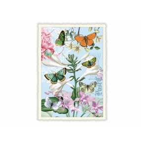 Carte postale Papillons fond bleu - Acte tre