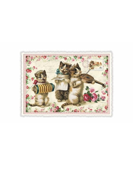 Carte postale Chats musiciens - Acte tre