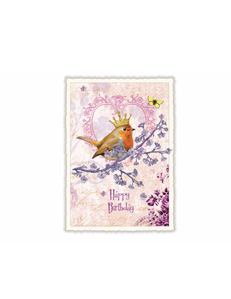 Carte postale Happy Birthday Rouge Gorge - Acte tre