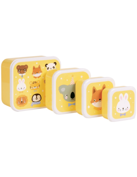 Set de 4 boîtes à goûter jaune Animal Friends - A Little Lovely Company