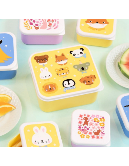 Set de 4 boîtes à goûter jaune Animal Friends - A Little Lovely Company
