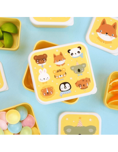 Set de 4 boîtes à goûter jaune Animal Friends -...