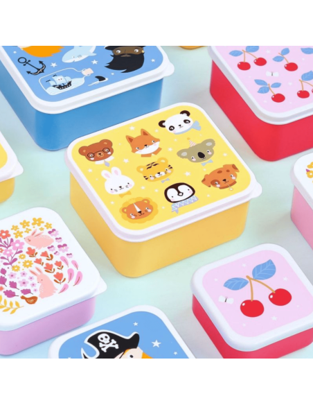 Set de 4 boîtes à goûter jaune Animal Friends - A Little Lovely Company