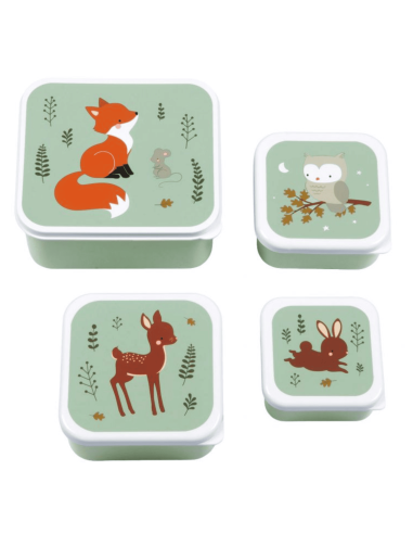 Set de 4 boîtes à goûter vert Renard - A Little...
