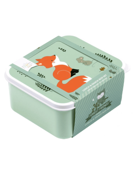 Set de 4 boîtes à goûter vert Renard - A Little Lovely Company