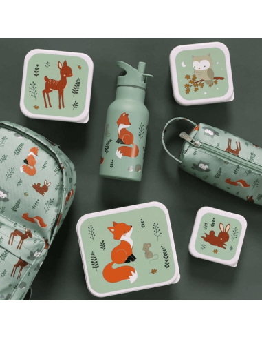 Set de 4 boîtes à goûter vert Renard - A Little...