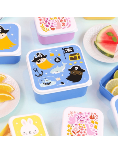 Set de 4 boîtes à goûter bleu pirates - A Little Lovely Company