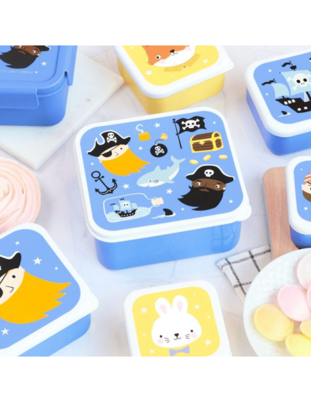Set de 4 boîtes à goûter bleu pirates - A Little Lovely Company