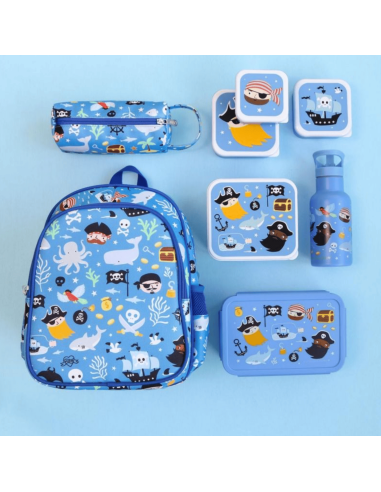 Set de 4 boîtes à goûter bleu pirates - A...
