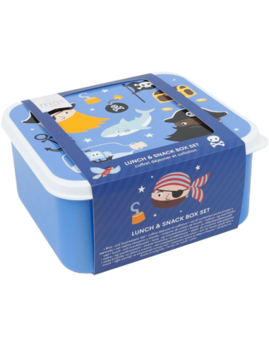 Set de 4 boîtes à goûter bleu pirates - A...