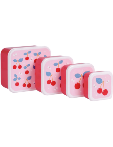 Set de 4 boîtes à goûter rose cerise - A Little...