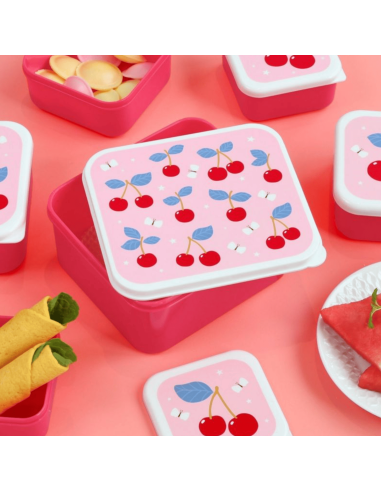 Set de 4 boîtes à goûter rose cerise - A Little...