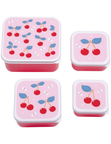 Set de 4 boîtes à goûter rose cerise - A Little...