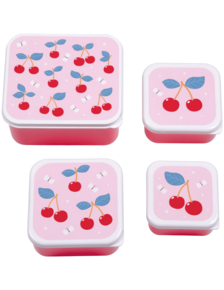 Set de 4 boîtes à goûter rose cerise - A Little Lovely Company