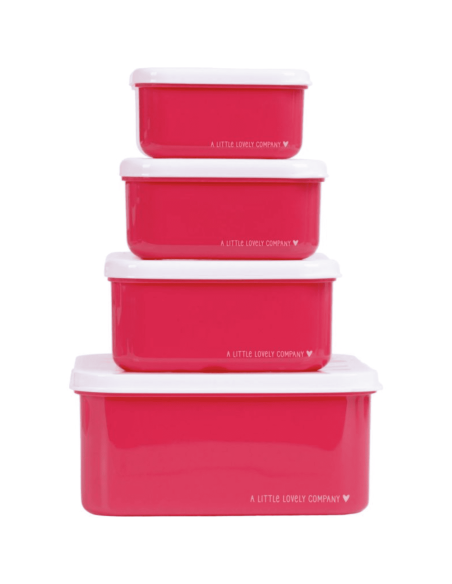 Set de 4 boîtes à goûter rose cerise - A Little Lovely Company