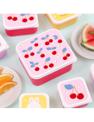 Set de 4 boîtes à goûter rose cerise - A Little...