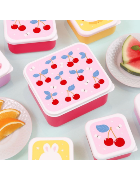 Set de 4 boîtes à goûter rose cerise - A Little Lovely Company